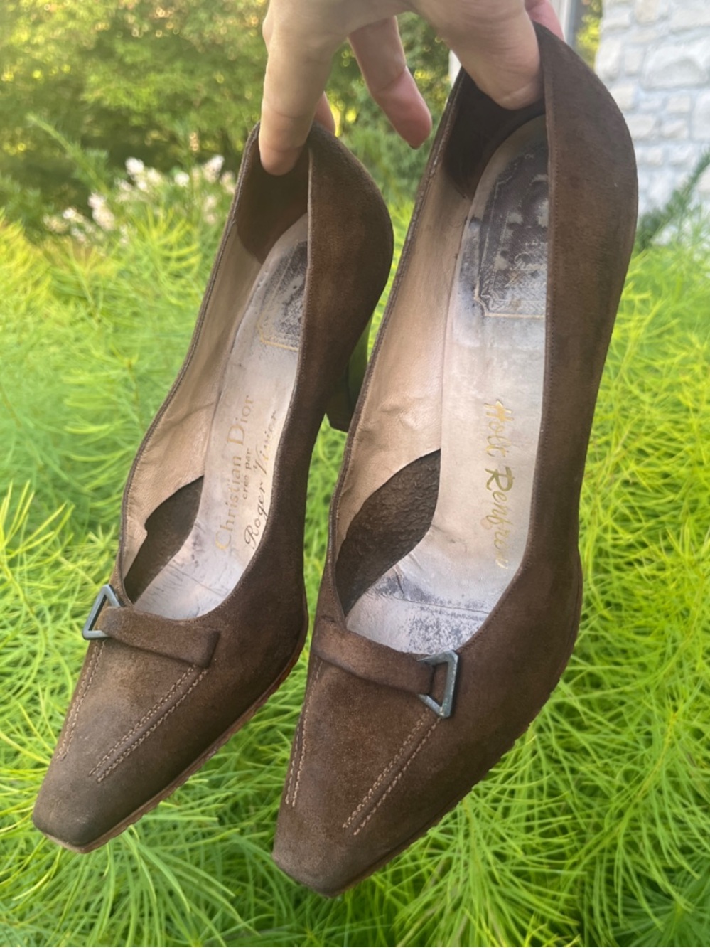 DIOR Roger Vivier Vintage Brown Suede Heels 8.5 Excellent